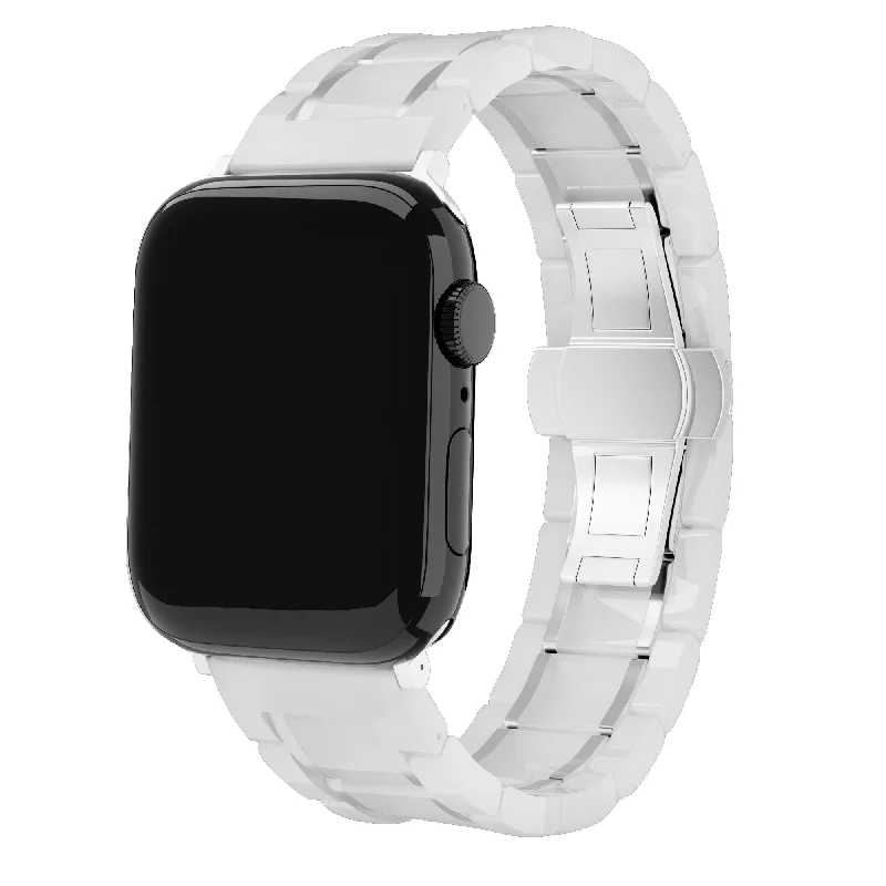 Apple Watch Ceramic/Steel Strap (White/Silver)