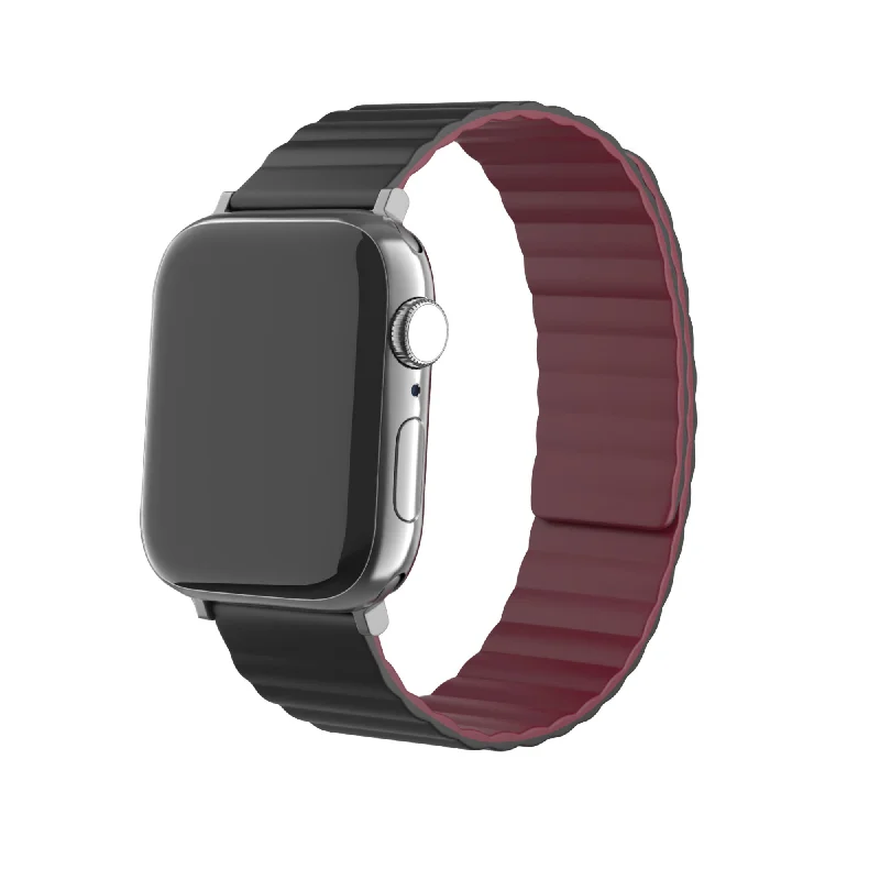 Apple Watch Magnetic Silicone Strap (Black/Red)