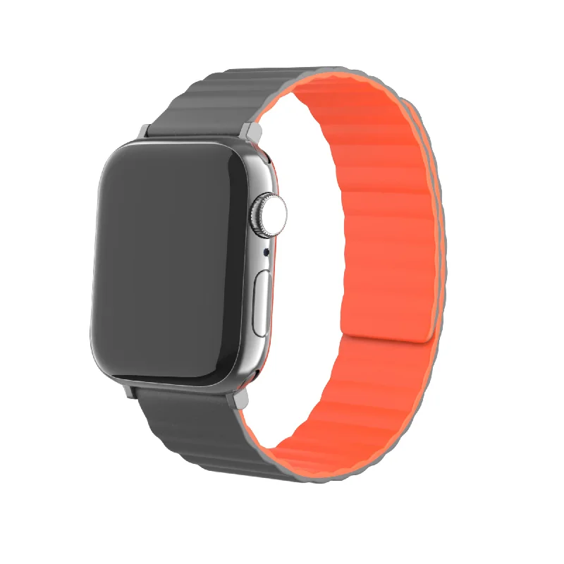 Apple Watch Magnetic Silicone Strap (Grey/Orange)