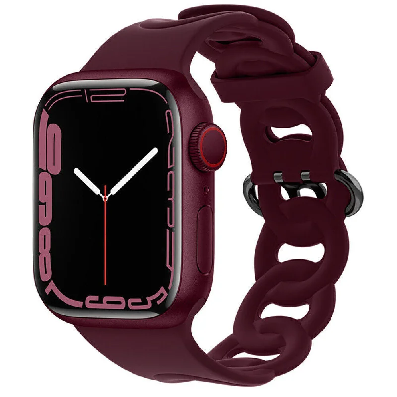 Apple Watch Silicone Chain Strap (Wine Red)