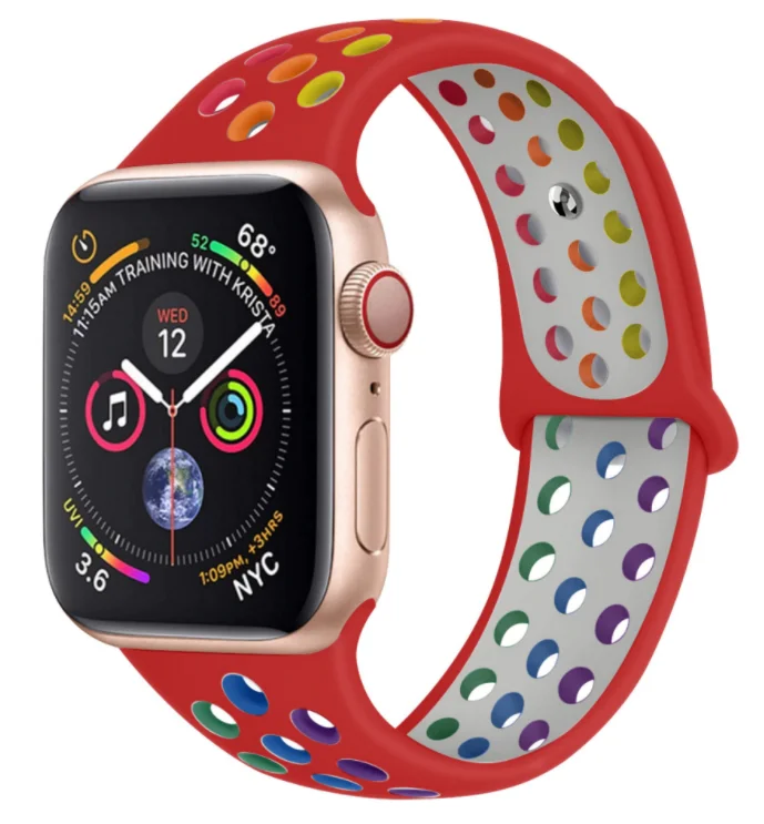 Apple Watch Sport Strap (Red/Rainbow)