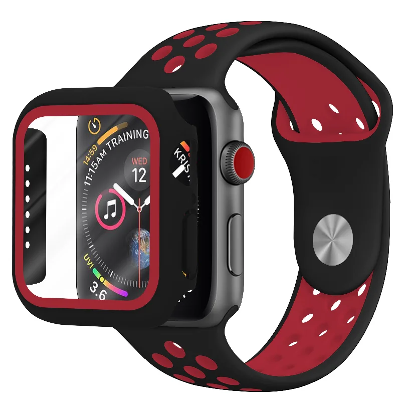 Apple Watch Sport Strap + TPU Case (Black/Red)