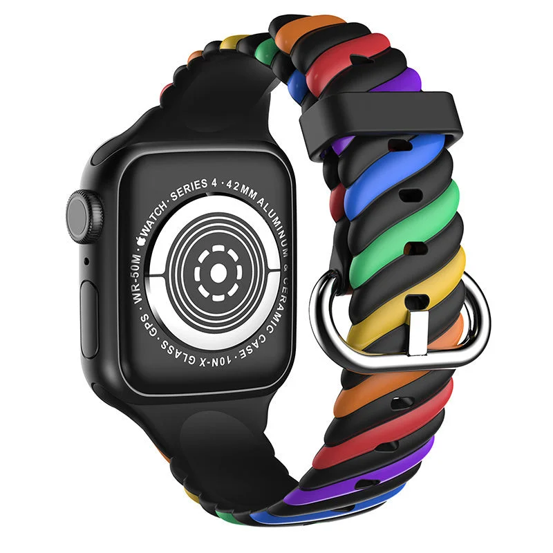 Apple Watch Twisted Silicone Strap (Rainbow)