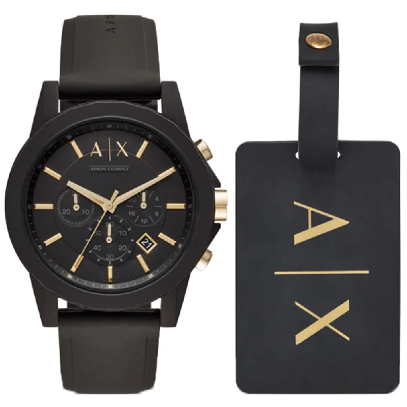 Armani Exchange AX7105 Watch & Luggage Tag Gift Set