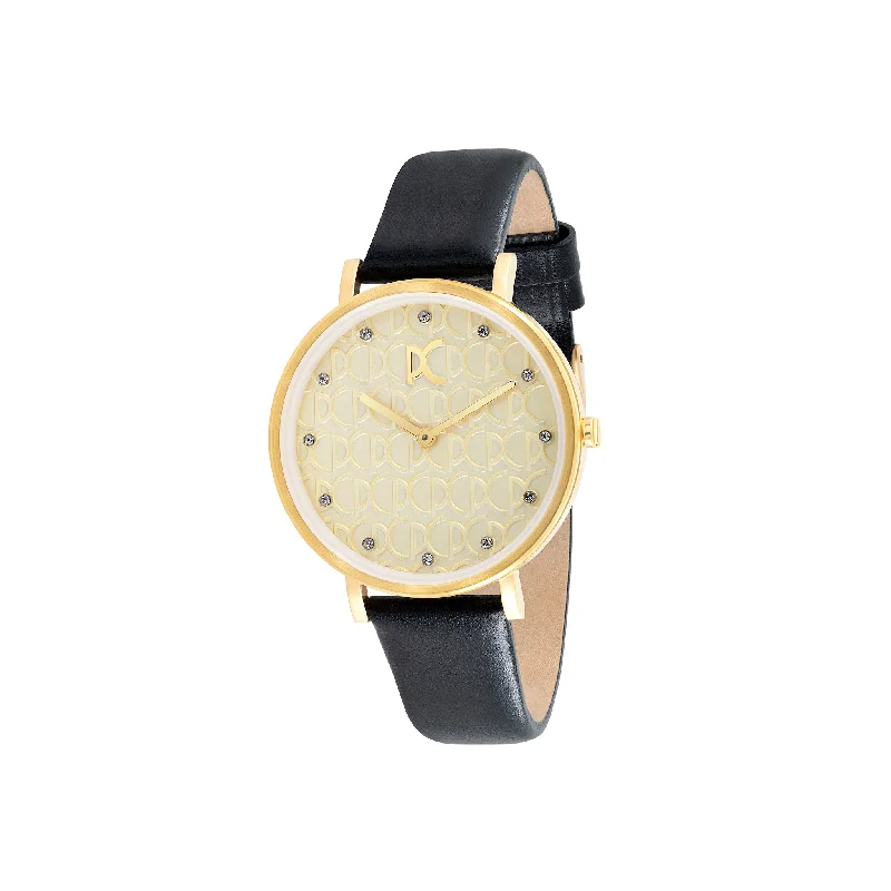 Bonne Nouvelle with PC Monogram Gold Dial and Black Leather Strap