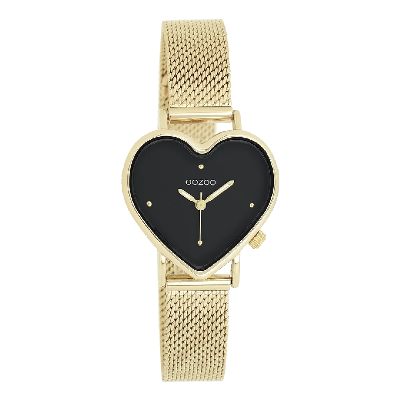 Gold coloured OOZOO watch with gold coloured metal mesh bracelet - C11417