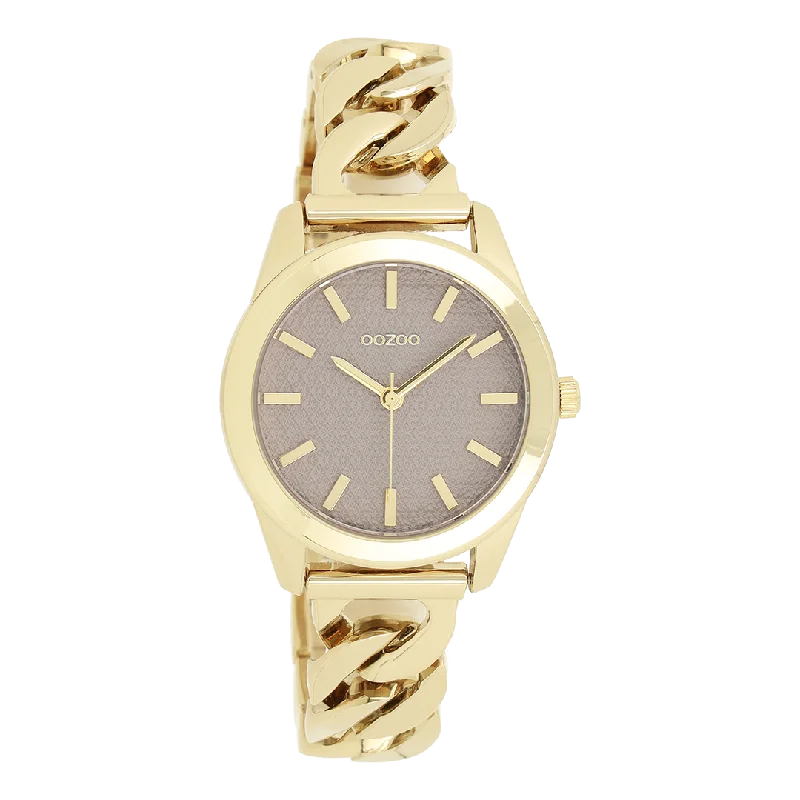 Gold coloured OOZOO watch with gold coloured petit chain bracelet - C11420