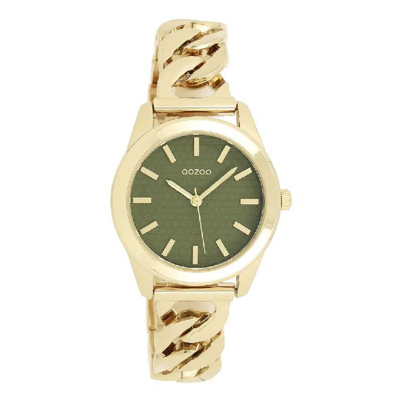 Gold coloured OOZOO watch with gold coloured petit chain bracelet - C11421