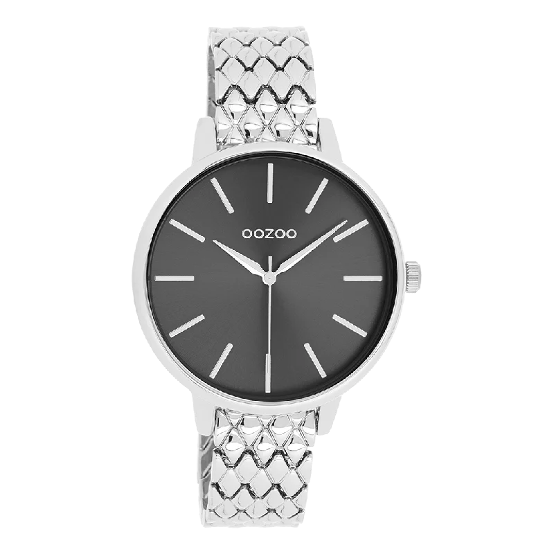 Silver coloured OOZOO watch with silver coloured stainless steel bracelet - C11434