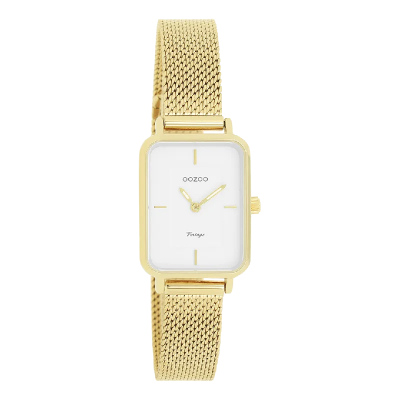 Gold coloured OOZOO watch with gold coloured metal mesh bracelet - C20352