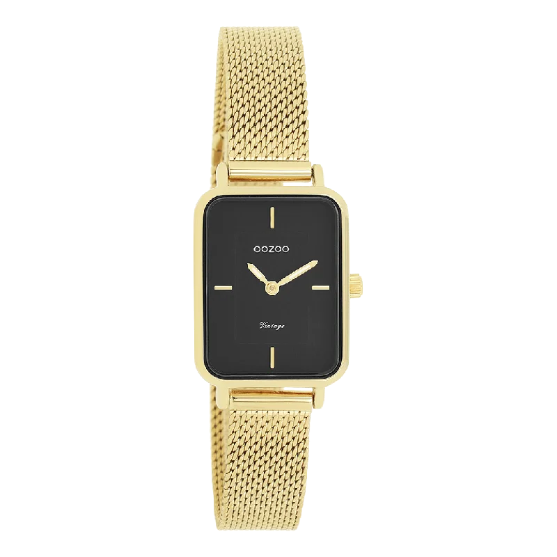 Gold coloured OOZOO watch with gold coloured metal mesh bracelet - C20354