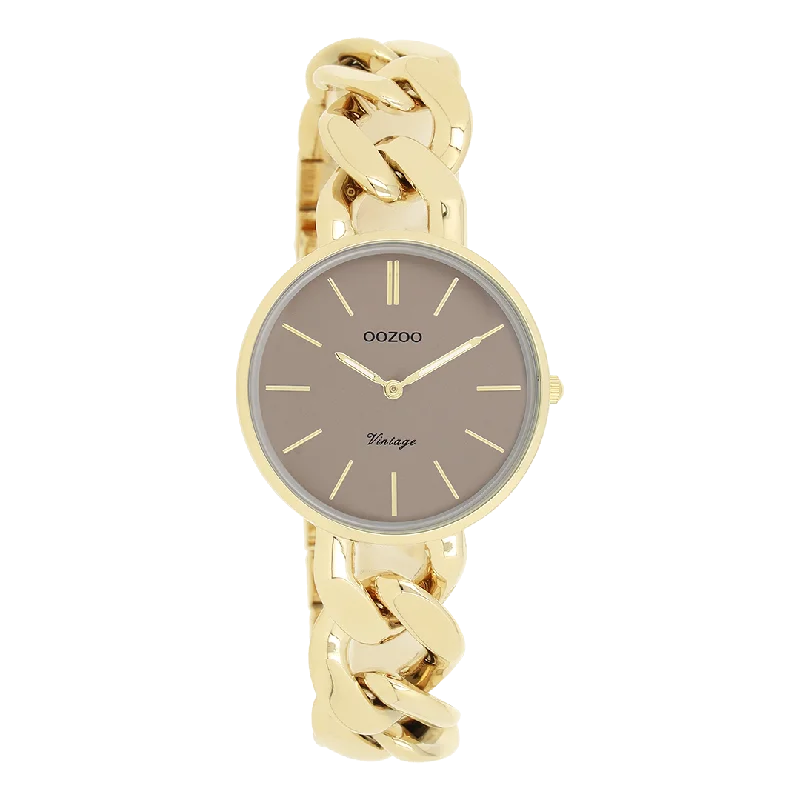 Gold coloured OOZOO watch with gold coloured chunky chain bracelet - C20358