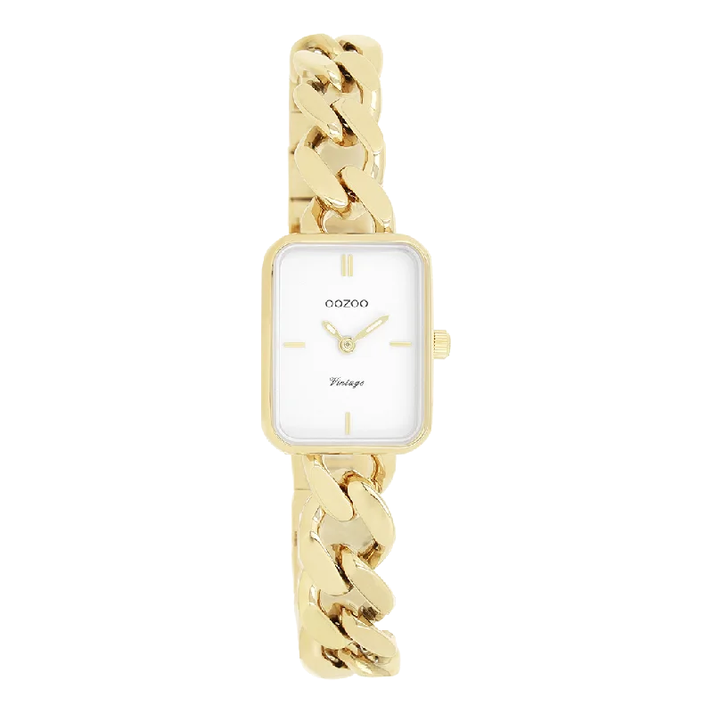 Gold coloured OOZOO watch with gold coloured chunky chain bracelet - C20362