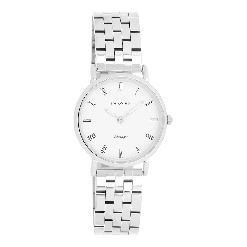 Silver coloured OOZOO watch with silver coloured stainless steel bracelet - C20372