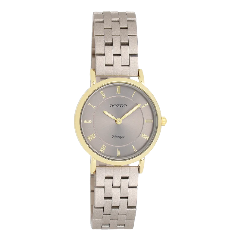 Taupe OOZOO watch with taupe stainless steel bracelet - C20375