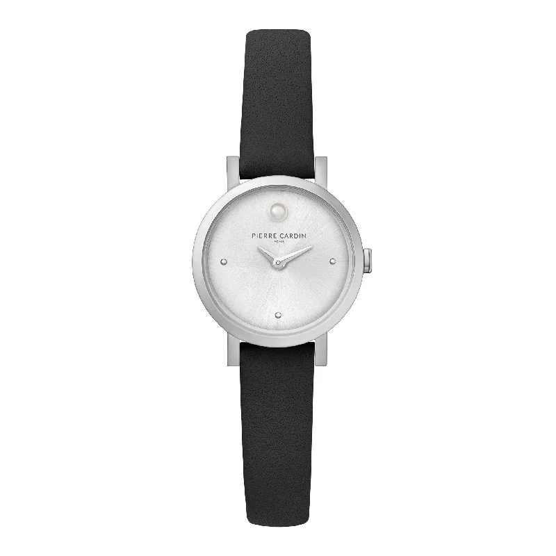 Canal St Martin Pearls Black Leather Watch