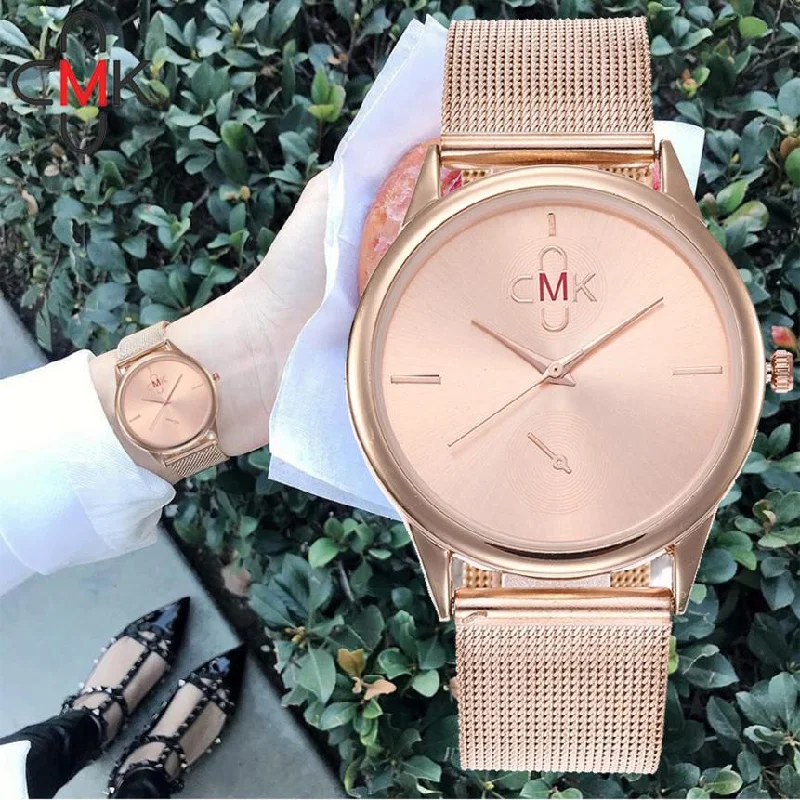 CMK New Fashion Brand Women Golden Wrist Watches Street Snap Luxury Female Jewelry Quartz Clock Ladies Wristwatch 2018