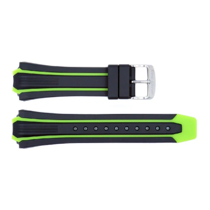 Genuine Citizen Black/Green Rubber Eco-Drive 26/20mm Watch Strap