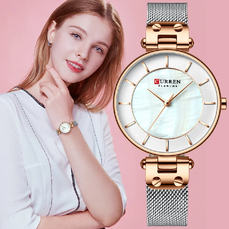 CURREN Creative Simple Quartz Watch Women's Dress Steel Mesh Watches New Clock Ladies  Bracelet  Watch relogios feminino