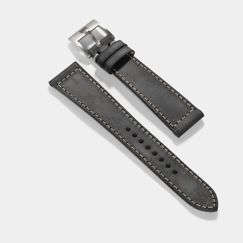 Dark Ash Grey Boxed Leather Watch Strap