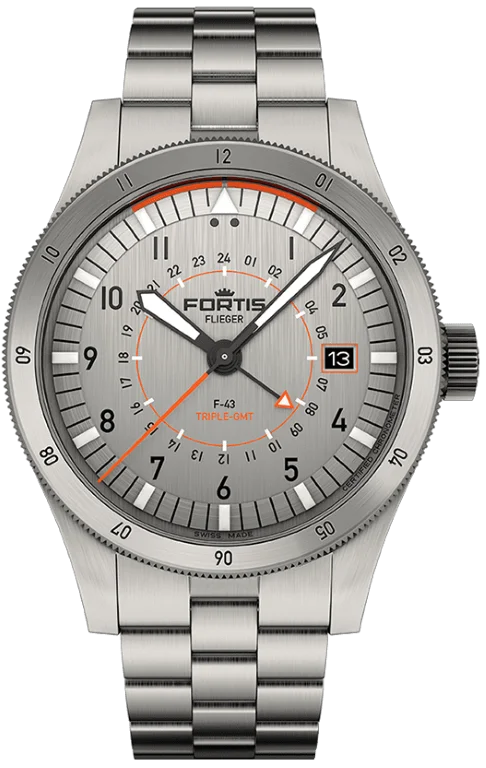 Fortis Flieger F-43 Triple-GMT Titanium Orange