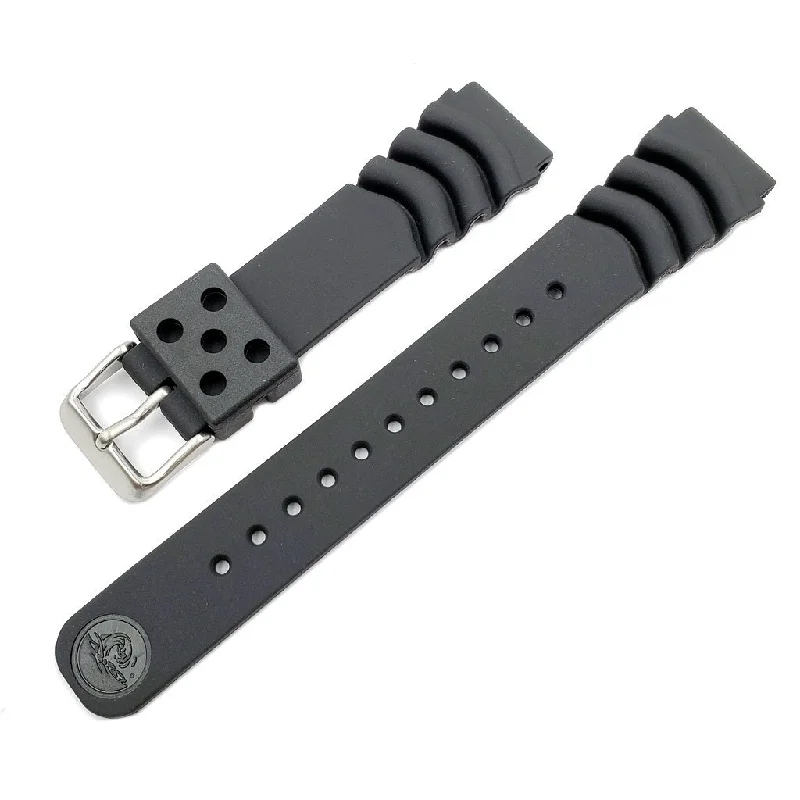 Genuine Seiko Black Rubber Diver 20mm Watch Band