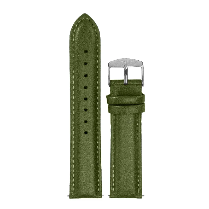 Cactus Leather Watch Strap - Green & Silver