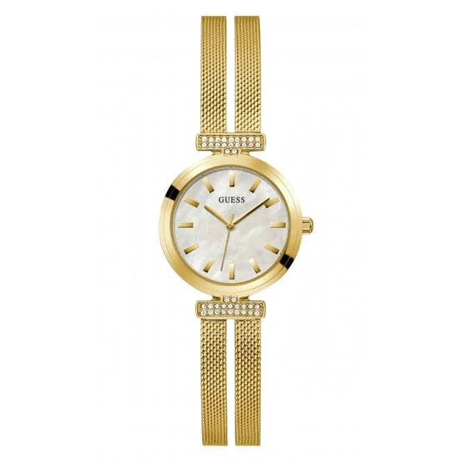 Guess Ladies Array Stainless Steel Mesh Gold Tone Watch GW0471L2