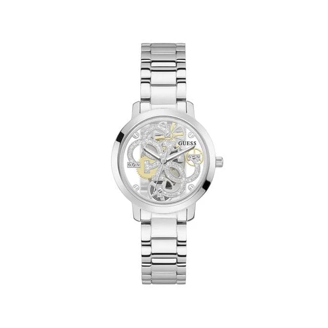 Guess Quattro Clear Ladies Trend Silver Stainless Steel Watch GW0300L1