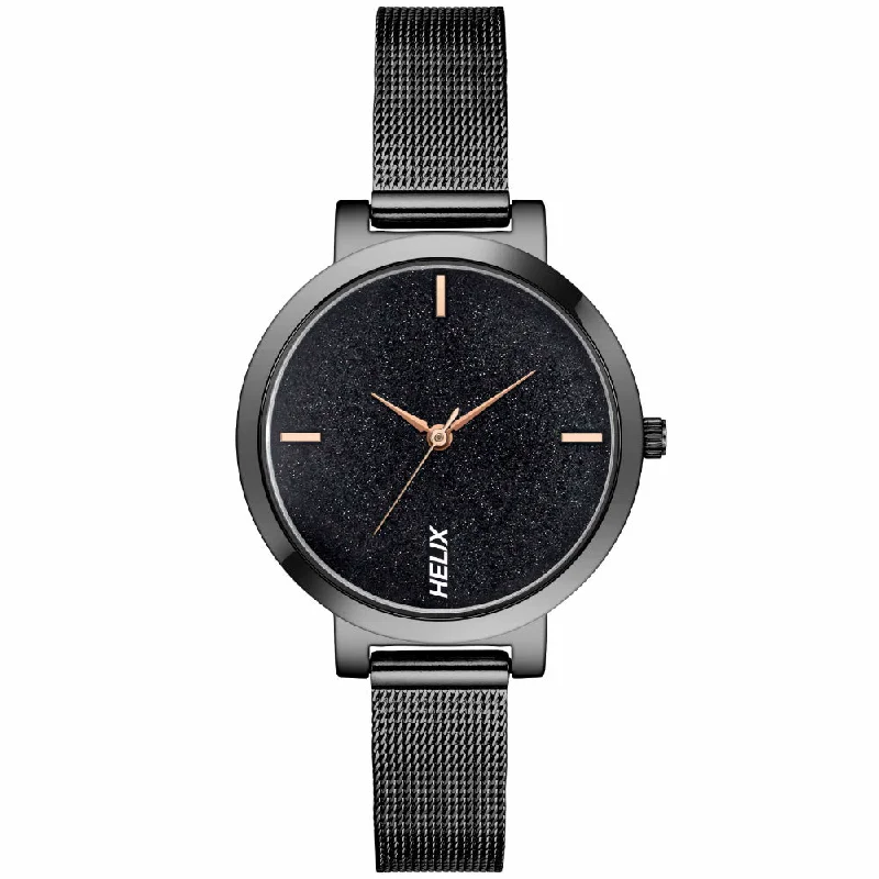 Helix By Timex Black Round Analog Stainless Steel Watch Women -TW041HL22