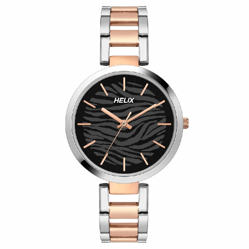 Helix By Timex Black Round Analog Stainless Steel Watch Women -TW054HL02