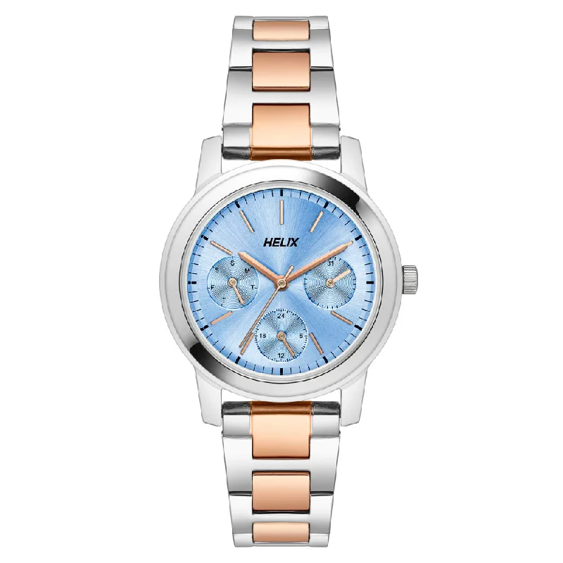 Helix By Timex Blue Round Analog Stainless Steel Watch Women -TW052HL03