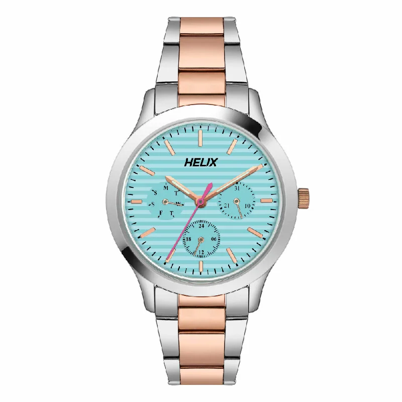 Helix By Timex Blue Round Analog Stainless Steel Watch Women -TW053HL03