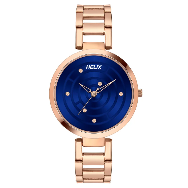 Helix By Timex Blue Round Analog Stainless Steel Watch Women -TW054HL04