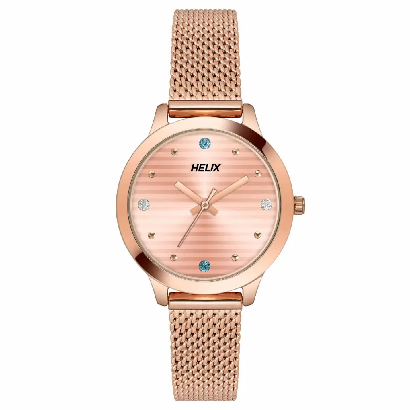 Helix By Timex Coral Round Analog Stainless Steel Watch Women -TW022HL23