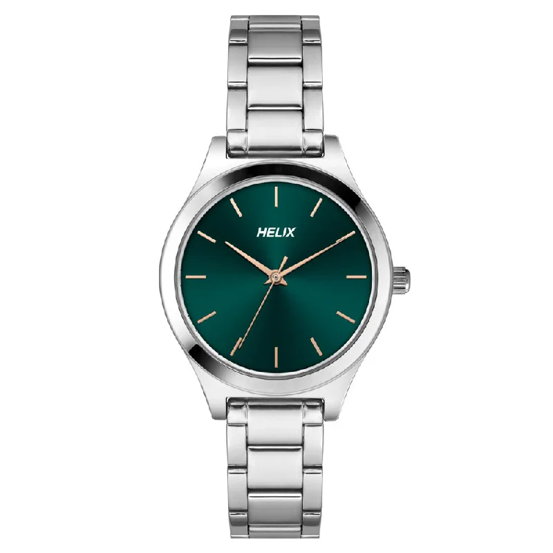 Helix By Timex Green Round Analog Stainless Steel Watch Women -TW049HL07