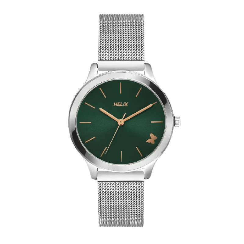 Helix By Timex Green Round Analog Stainless Steel Watch Women -TW055HL03