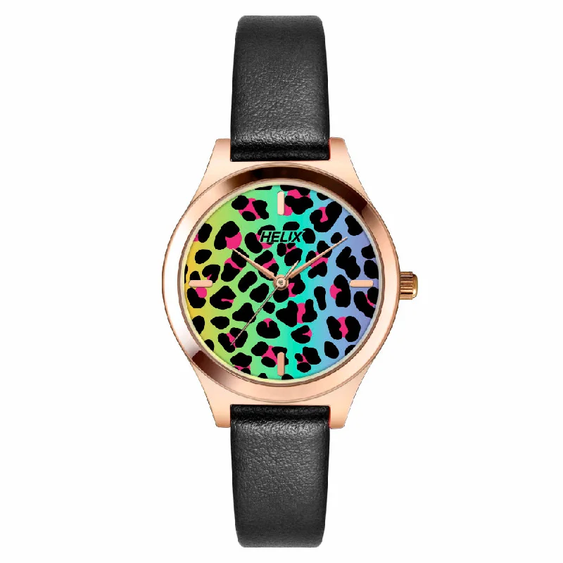 Helix By Timex Multi Color Round Analog Leather Watch Women -TW049HL11