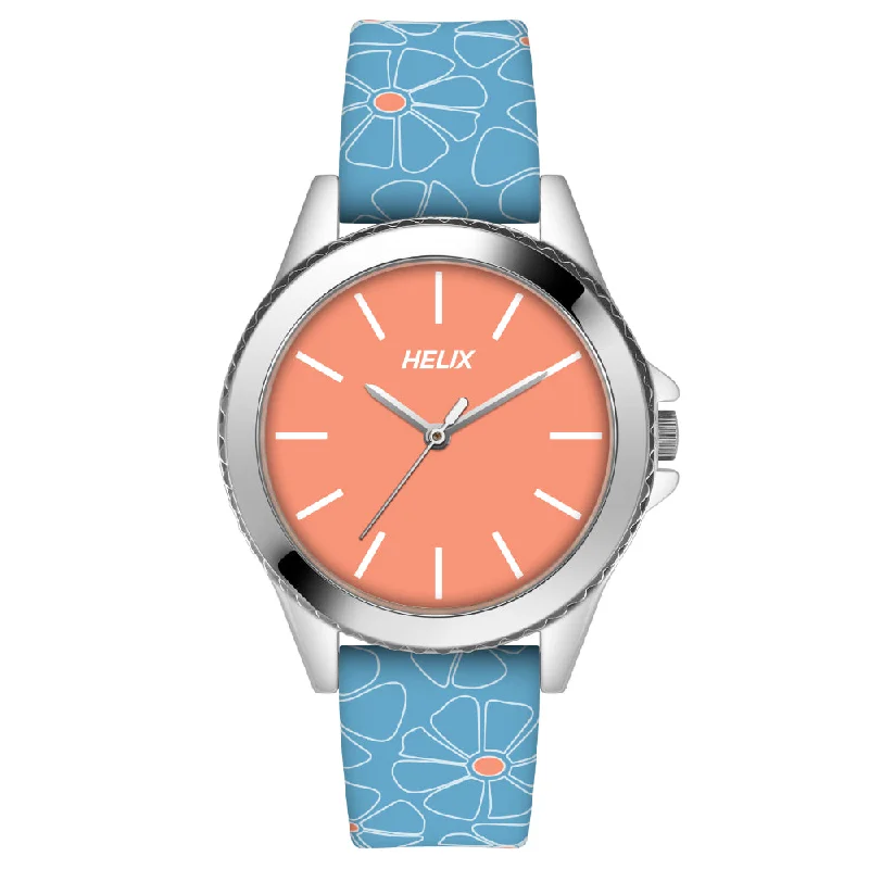 Helix By Timex Orange Round Analog Leather Watch Women -TW035HL11