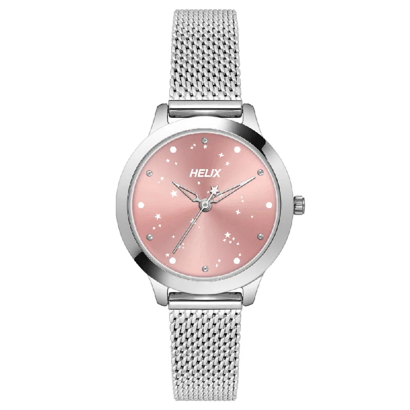 Helix By Timex Pink Round Analog Stainless Steel Watch Women -TW022HL33