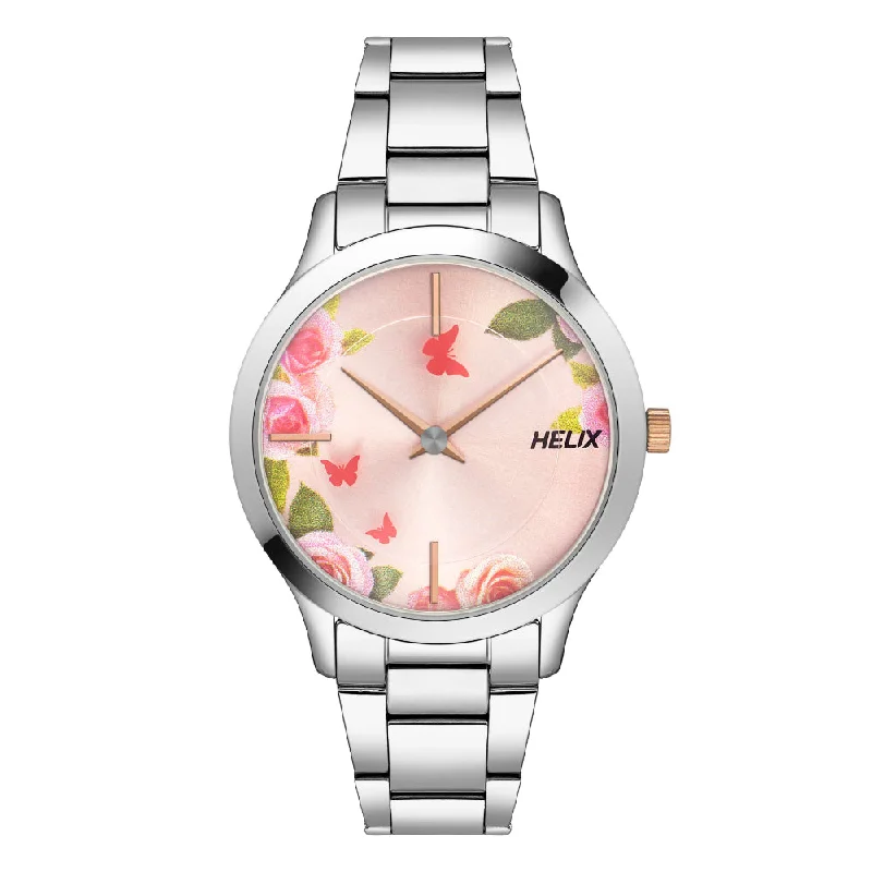 Helix By Timex Pink Round Analog Stainless Steel Watch Women -TW053HL06