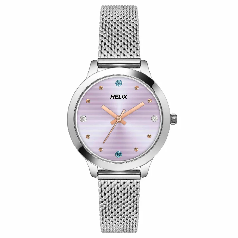 Helix By Timex Purple Round Analog Stainless Steel Watch Women -TW022HL21