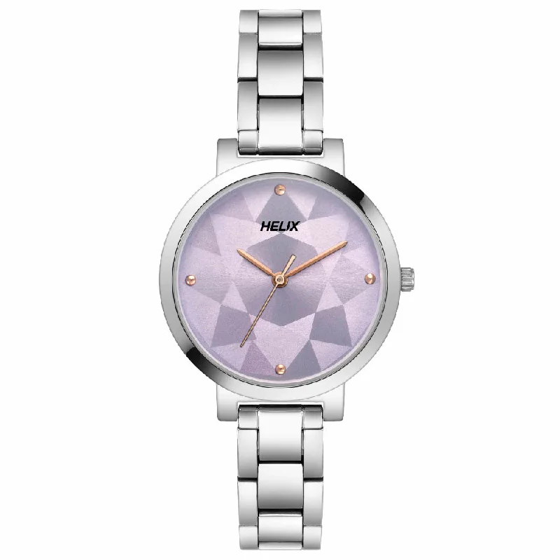 Helix By Timex Purple Round Analog Stainless Steel Watch Women -TW041HL23