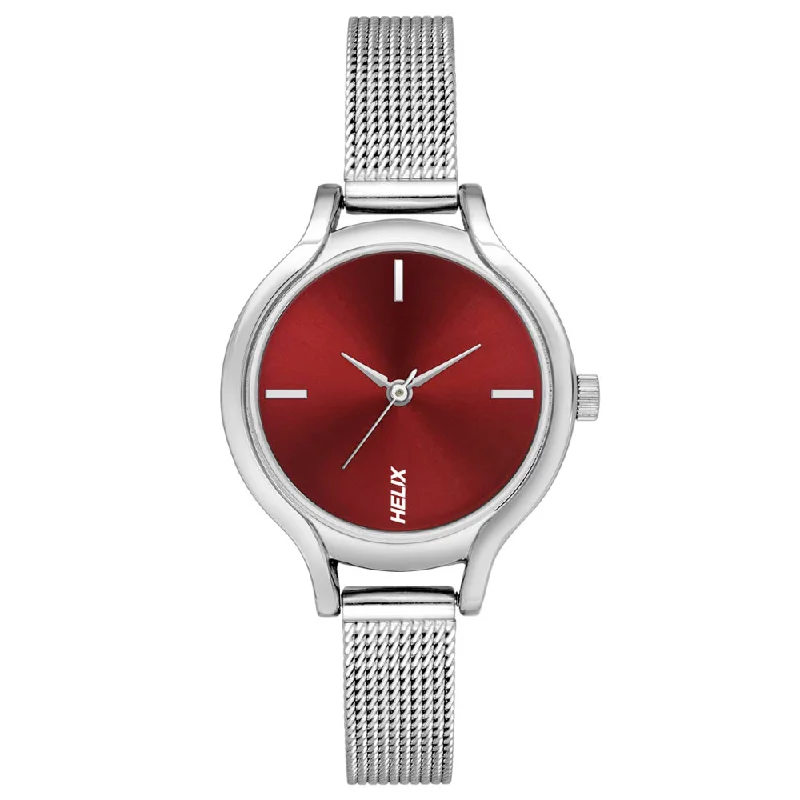 Helix By Timex Red Round Analog Stainless Steel Watch Women -TW027HL21