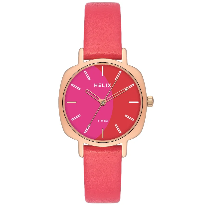 Helix Women Red/Pink Square Dial Quartz Analog Watch - TW057HL01