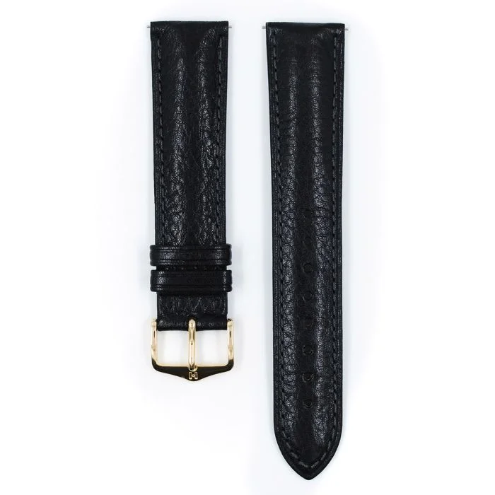 Hirsch CAMELGRAIN Calf Watch Strap in BLACK