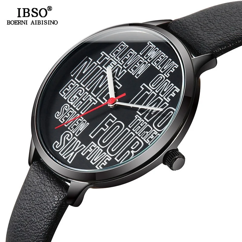 IBSO Women's Quartz Watches Original Nummber Design Genuine Leather Strap Ladies Quartz Watch Hours Montre Femme Clock