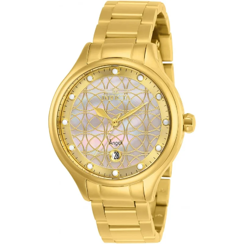 Invicta Women's Quartz Watch - Angel Oyster White Dial Yellow Gold Bracelet | 27434