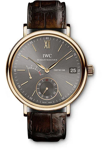 IWC Portofino Hand-Wound Eight Days Watch - 45 mm Red Gold Case - Ardoise Dial - Dark Brown Alligator Strap - IW510104