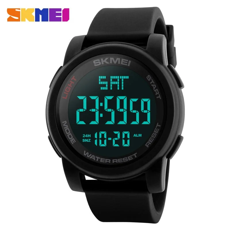 LED Digital Watch Men Wrist Watch Black Alarm